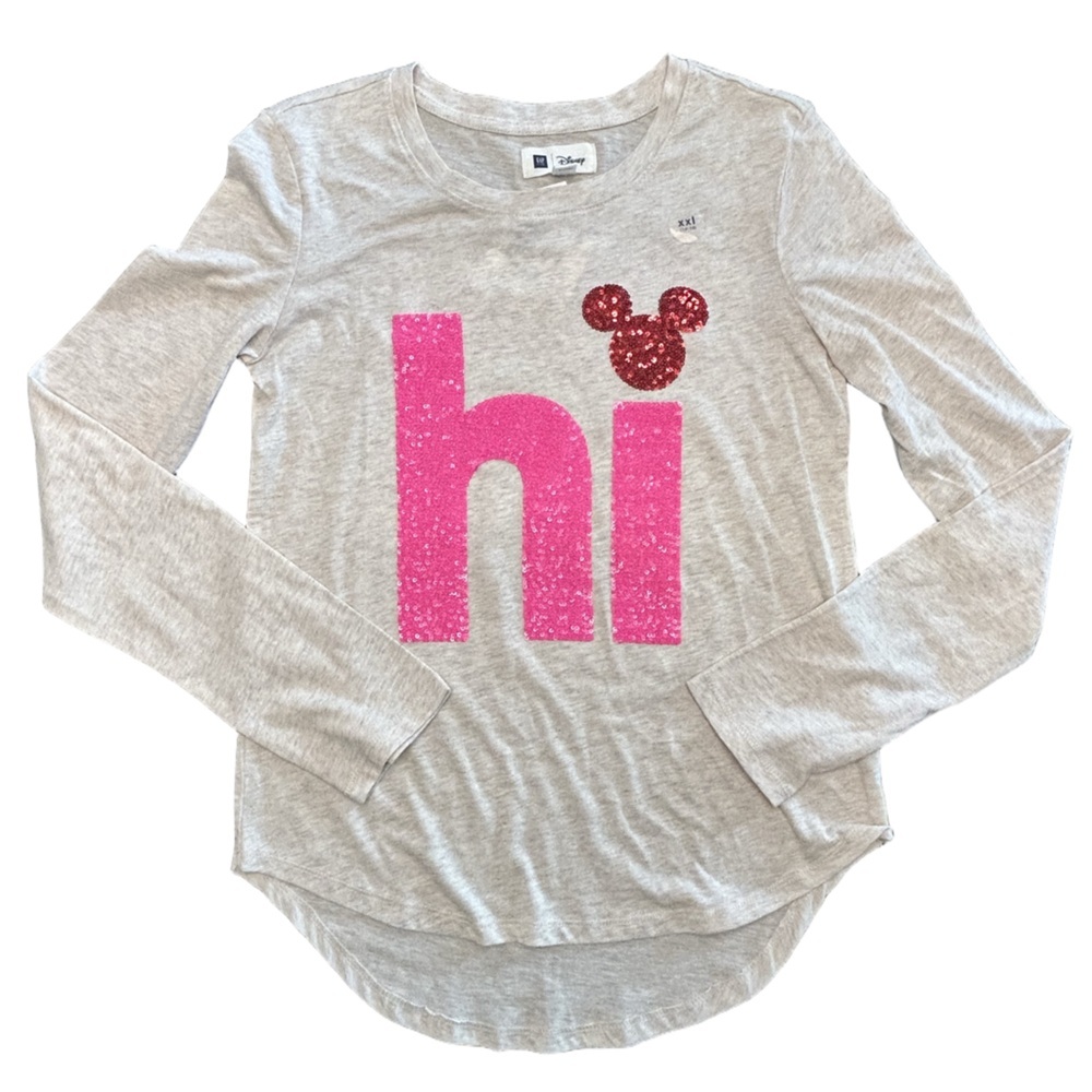 Disney Gap collab Minnie Mouse sequin glitter girly glam shirt girls 14/16 NWT